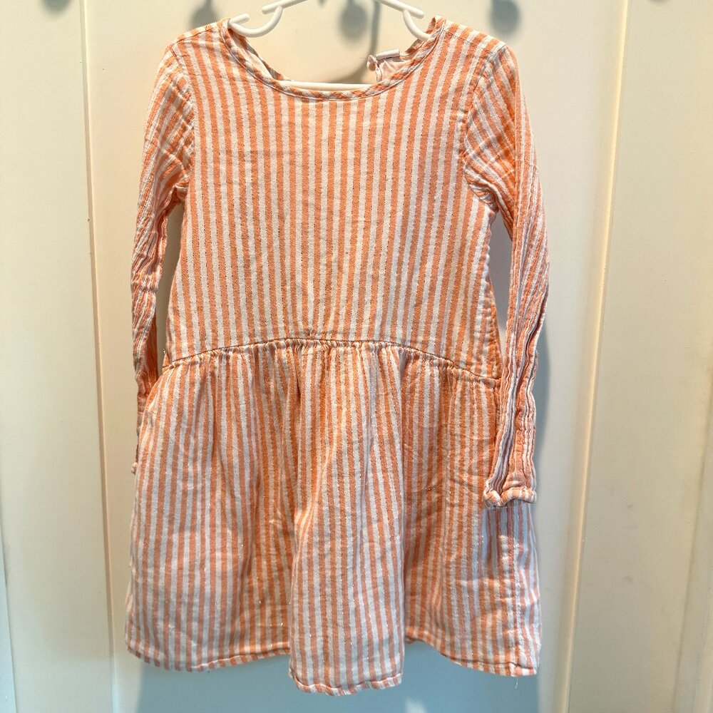 Harper Canyon Girls Striped Dress, Size 5, Good Condition, Gold Thread!